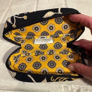 VERA BRADLEY zip around eyeglasses case in a yellow, black & white pattern